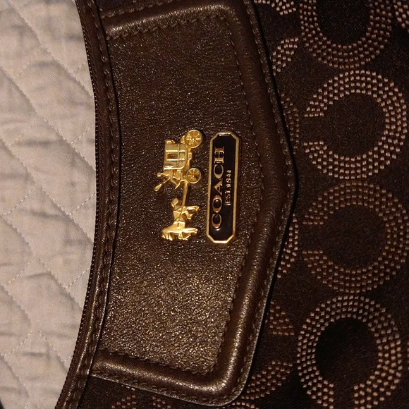 Coach Madison Dotted Pattern. Leather Trim Purse - Picture 2 of 9
